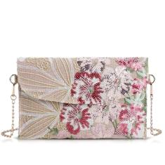 QTKJ Bolsas clutch para mulheres, pacote de envelope, bolsa de palha com flores bordadas de lantejoulas, bolsas de mão boêmias feitas à mão, Multicor, One Size