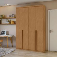 Guarda Roupa Solteiro Ambiente Alonzo 4 Portas Amêndoa Clean - Lopas