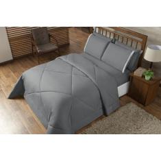 Kit Edredom Casal Padrão Dupla Face Aconchego 06 Peças- Cinza - Casa C