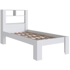 Cama de Solteiro com Cabeceira de Prateleira Branco Prodecor 214x96x111cm