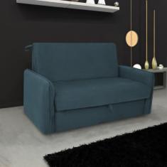 Sofá Cama Para Sala De Estar Zaia Com Baú Suede Matrix - Petroleo Petroleo