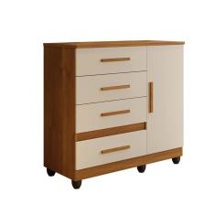 Cômoda Florença 1 Porta 4 Gavetas Benetil Cinamomo Off White