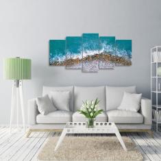 Quadro Mosaico 5 Peças Praia Paisagem decorativo