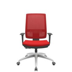 Cadeira Office Brizza Tela Vermelha Assento Aero Vermelho RelaxPlax Ba