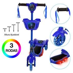 Patinete Infantil Thor Marvel 3 Rodas Com Led Azul e Som - Zein
