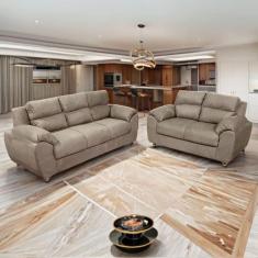 Conjunto de Sofá 3x2 Lugares Prisma Caramelo Bello Estofados