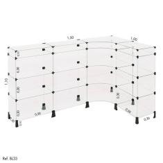 Balcão de Atendimento L Modulado em Vidro 1,50 x 1,10 x 1,00