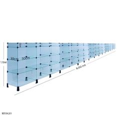 Balcão de Atendimento Modulado em Vidro com Porta Bijuterias - 8,00 x 1,10 x 0,30