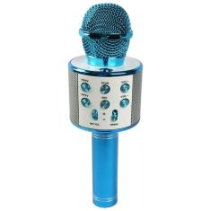 Microfone Karaokê Infantil Ws858 Azul Sem Fio Com Bluetooth