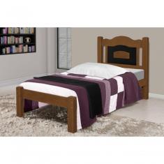 Cama de Solteiro Paris de Madeira Maciça Tauari Imbuia/Preto