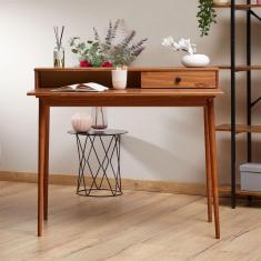 Mesa Escrivaninha Madeira Retro 1 Gaveta Nicho Integrado Malina