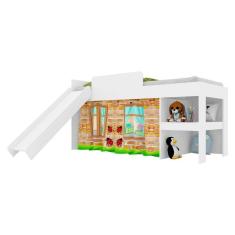 Cama Infantil Com Escorregador Para Colchão 188x88cm Multimóveis Cr40071 Branca Branco