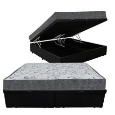 Cama Box Baú Casal Bipartido Colchão Espuma D33 Maxx Kansas + Box Sint