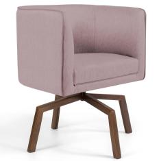 Poltrona Decorativa Giratória Betina C-305 Veludo Rosê Domi Móveis