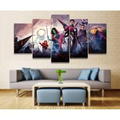 Quadro Decorativo Vingadores Filme2 5 peças 130x65 cm em tec