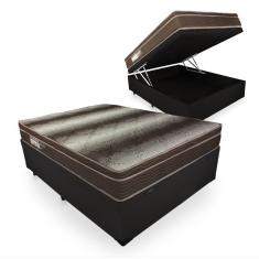 Cama Box Com Baú Casal + Colchão De Espuma D28 - Ortobom - Light Ortopédico 138x188x67cm