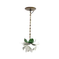 Lustre Para Quarto Pequeno de Ferro Artesanal Rustico 01 Boca com Flor