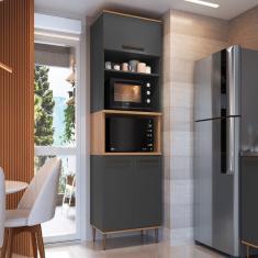 Armário Torre Quente 2 Fornos 3 Portas Isabelle Freijó/Grafite