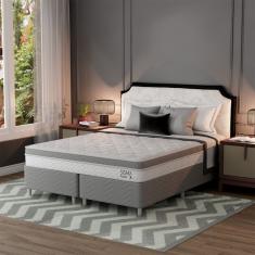 Cama Box com Colchão Queen Sigma Molas Ensacadas (22x158x198) Branco e Cinza