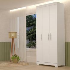 Guarda Roupa Solteiro 3 Portas Flex Color 100% Mdf Papoulas Espresso Móveis Branco