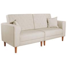 Sofá 03 Lugares Living Ponza Sintético Cor Bege