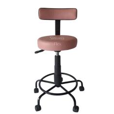 Cadeira Mocho podologo com regulagem de altura estrela de ferro  apoio de pé  com rodízio corano rosa bebe