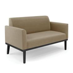 Sofá Namoradeira Base de Madeira Fixa Preto Marisa Suede - D`Rossi