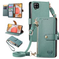 Furiet Capa carteira para Samsung Galaxy A42 5G bolso com zíper bolsa com alça de pulso, suporte de couro PU flip fólio porta-cartões acessórios capa para celular para 42 G5 42A S42 4G 2021 feminino