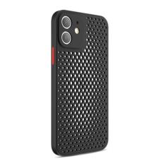 Para iPhone 13 12 Mini 11 Pro Max X XR 8 7 6 6s Plus Capa de telefone de malha respirável com furo oco e resfriamento capa macia anti-impressão digital, preta, para iPhone 6 6S Plus