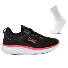 Tênis Feminino Everlast Modelo Alpha Preto/Rosa +Par de Meia