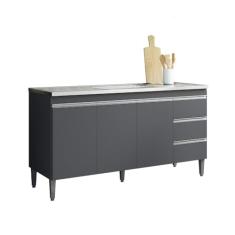 Balcão de Cozinha 3 Portas Barnsley Cinza Fosco