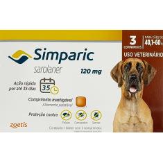 Zoetis Simparic 120Mg 40 1 Até 60Kg 03 Compr Para Cães
