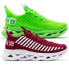 Kit 2 - Tênis Masculino Jaguar Oldsen Academia Corrida Fitness, Bordô,