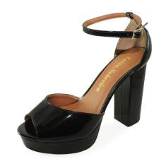 Meia Pata Salto Alto Grosso Luiza Sobreira Verniz Preto Mod. 4062, 36