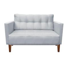 Sofá Retrô Namoradeira 2 Lugares Livia Suede Cinza - D'Rossi