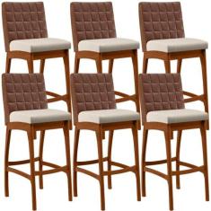 Kit 06 Banquetas Altas Cozinha Sala De Jantar Fixa Mila B04 Corano Mar