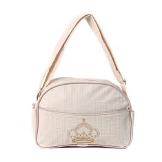 Bolsa Maternidade Xadrez Bege com Zíper e Alça