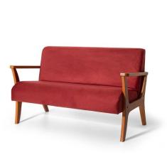 Namoradeira 2 Lugares Estofada em Madeira Maciça Cléo Bordô  Kaiber Es