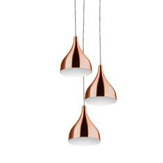 Lustre Pendente Aluminio Gota Triplo 21cm New Cobre - MARRYLUZ