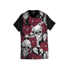Camisa Caveira Mexicana Rosas Florida Swag - Di Nuevo, Preto, XXG