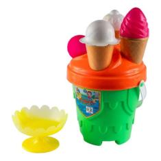 Kit Baldinho Brinquedos De Praia Para Criança Balde Sorvetão - Rei do 
