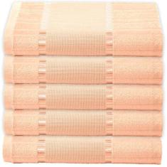 Jogo 5 Toalhas de Rosto Algodão Macio Resistente Bordar Lavabo Banheir