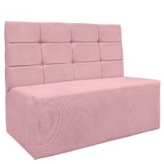 Sofá Canto Alemão Veludo Rosa Bebê - Montanaris Decor - MD MONTANARIS 