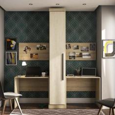 Guarda Roupa Modulado 1 Porta 4 Prateleiras com 2 Escrivaninhas e 2 Pa