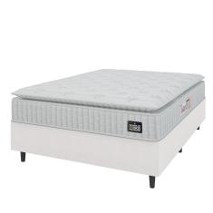 Cama Box Casal Queen Colchão Espuma D45 Lazio Pillow Top 158x198x62cm Branco Hellen