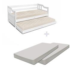 Sofá cama solteiro de madeira maciça com cama auxiliar e colchão Atraente branca