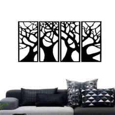 Quadro Decorativo Árvore Galhos 6mm Vazado - Mdf - Decoarts, Preto