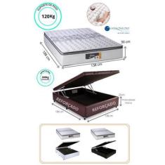 Conjunto Cama Box Baú Casal + Colchão Sankonfort Doss Molas Ensacadas 