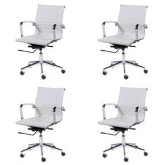 Kit 4 Cadeiras Escritório Diretor Esteirinha Rodízio Relax material si