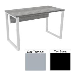 Mesa de Escritório Pé Tubular PE25 em MDP 120 x 60 cm Cinza com Base P